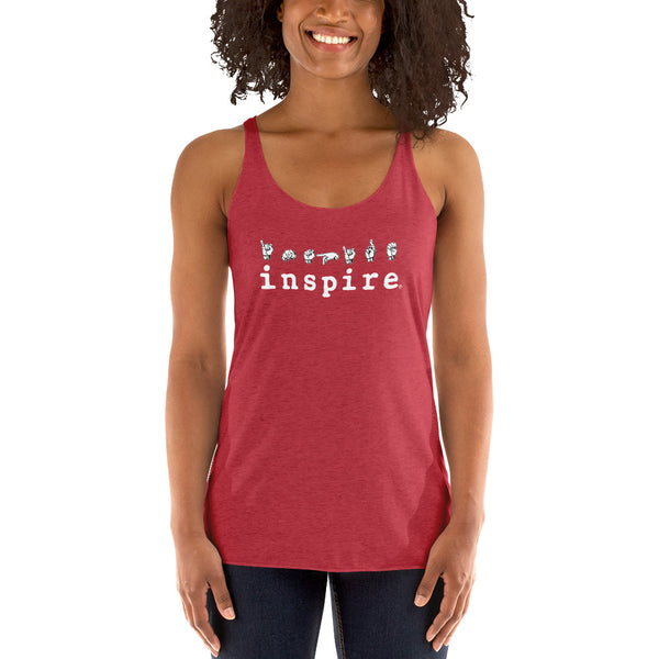inspire ASL American Sign Language Women's Racerback Tank
