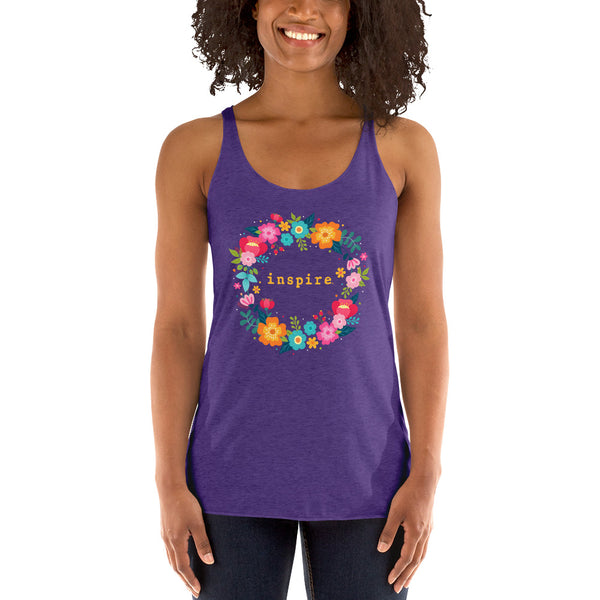 inspire Floral Wreath Women's Racerback Tank