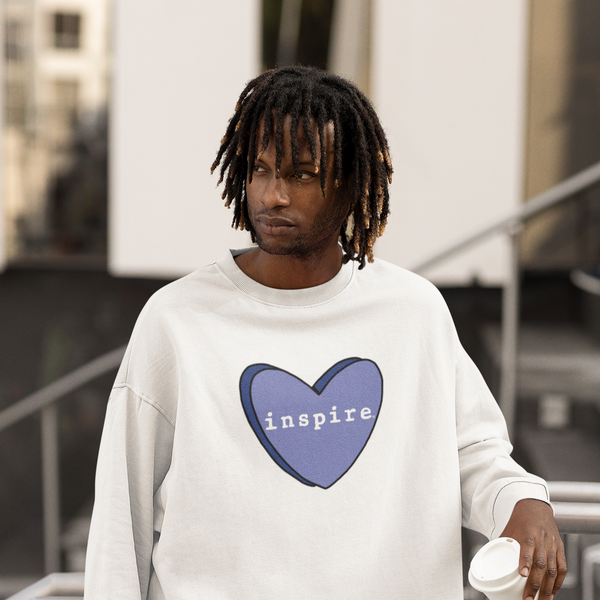inspire Blue Candy Heart Unisex Crewneck