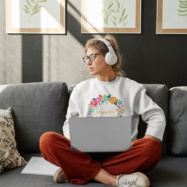 inspire Floral Wreath Unisex Crewneck