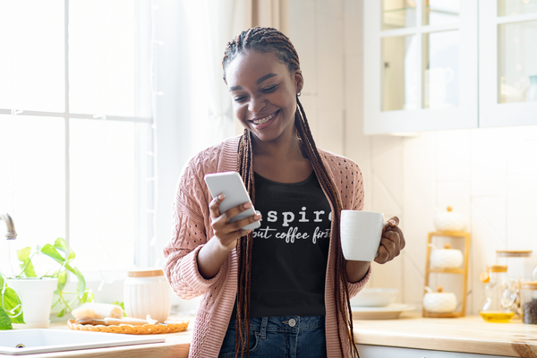 inspire But Coffee First Women's Racerback Tank Top