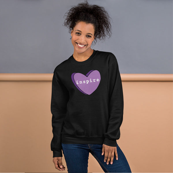 inspire Purple Candy Heart Unisex Crewneck