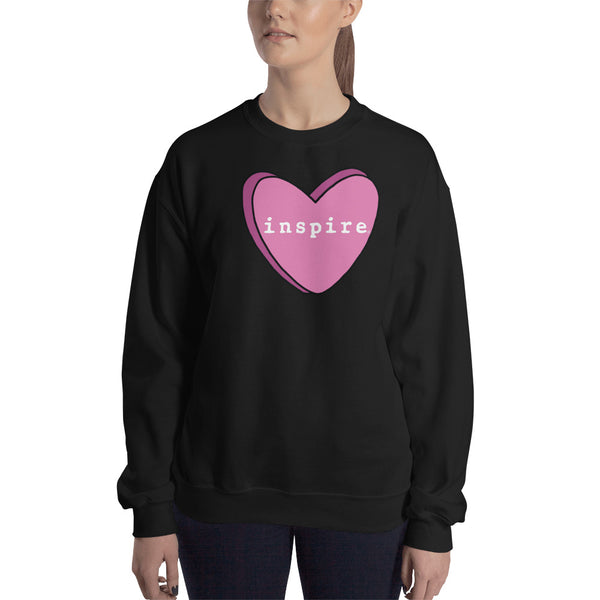 inspire Pink Candy Heart Unisex Crewneck