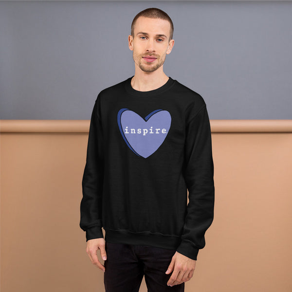 inspire Blue Candy Heart Unisex Crewneck