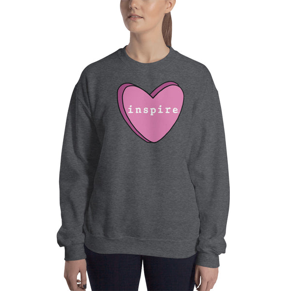 inspire Pink Candy Heart Unisex Crewneck