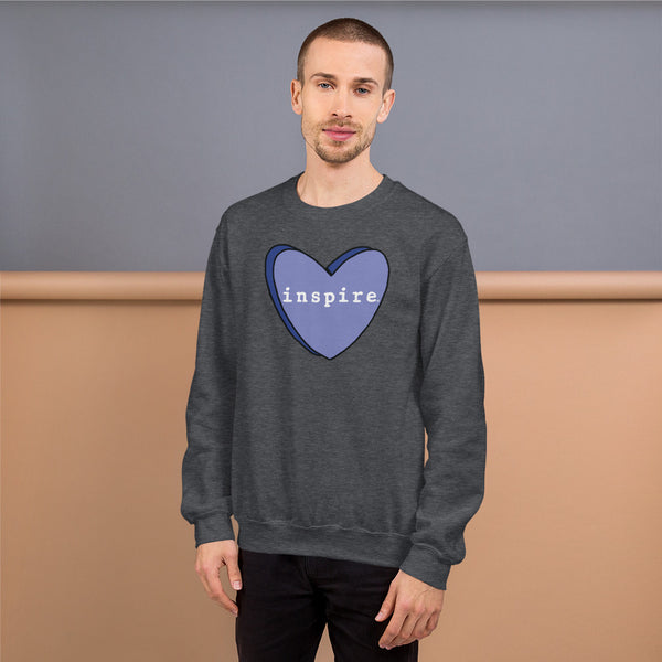 inspire Blue Candy Heart Unisex Crewneck