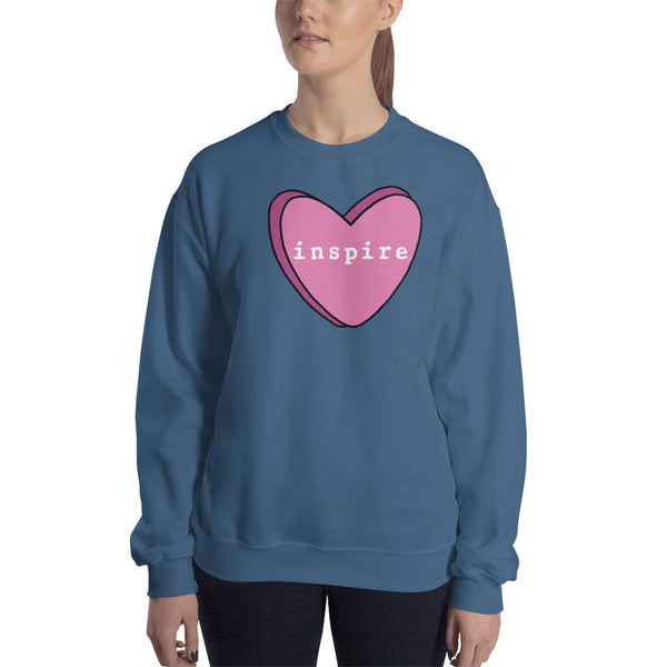 inspire Pink Candy Heart Unisex Crewneck