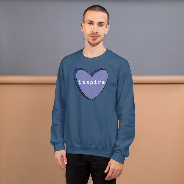 inspire Blue Candy Heart Unisex Crewneck