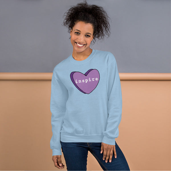 inspire Purple Candy Heart Unisex Crewneck
