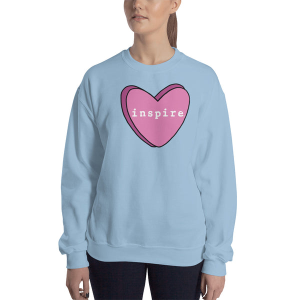 inspire Pink Candy Heart Unisex Crewneck