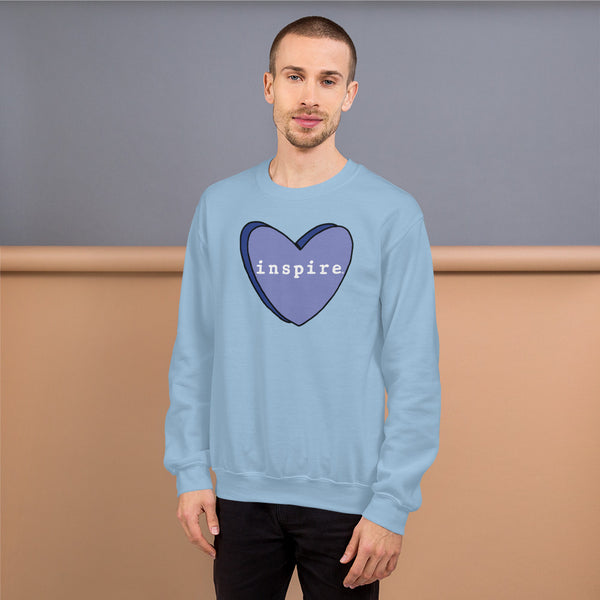inspire Blue Candy Heart Unisex Crewneck
