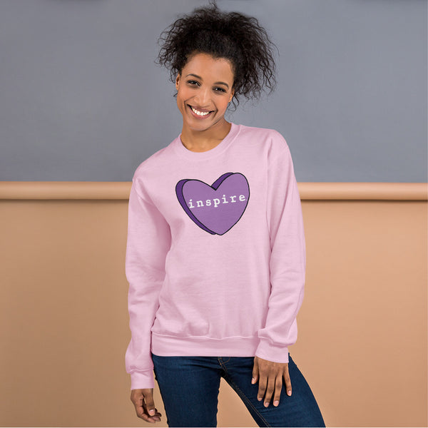 inspire Purple Candy Heart Unisex Crewneck