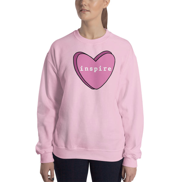 inspire Pink Candy Heart Unisex Crewneck