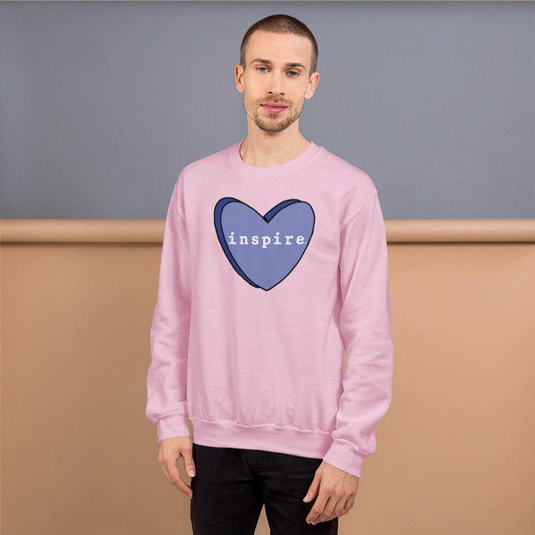 inspire Blue Candy Heart Unisex Crewneck
