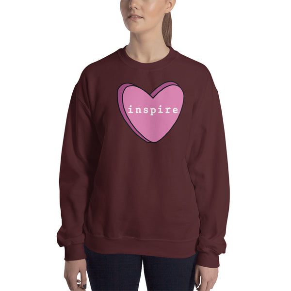 inspire Pink Candy Heart Unisex Crewneck