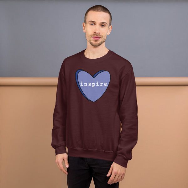 inspire Blue Candy Heart Unisex Crewneck