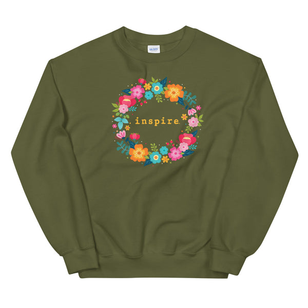 inspire Floral Wreath Unisex Crewneck