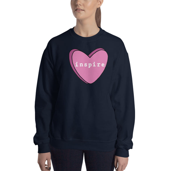 inspire Pink Candy Heart Unisex Crewneck