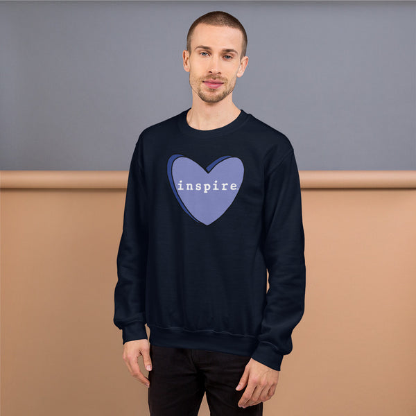 inspire Blue Candy Heart Unisex Crewneck