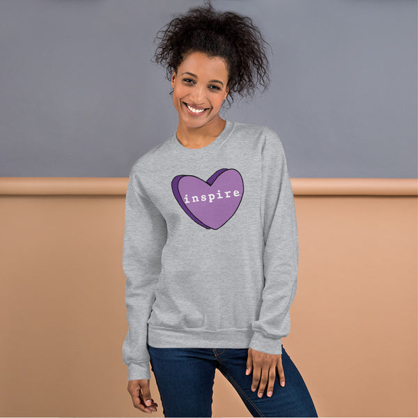 inspire Purple Candy Heart Unisex Crewneck