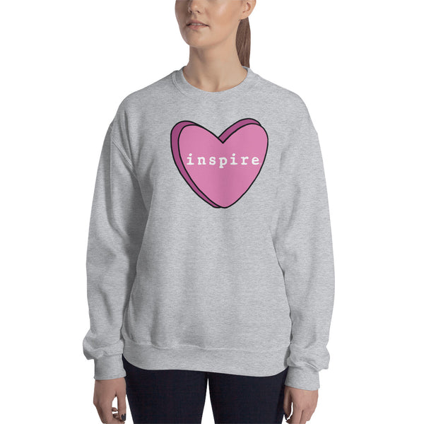 inspire Pink Candy Heart Unisex Crewneck