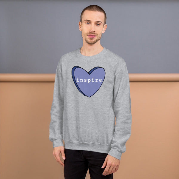 inspire Blue Candy Heart Unisex Crewneck