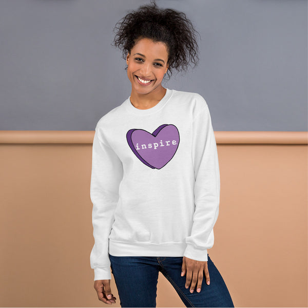 inspire Purple Candy Heart Unisex Crewneck
