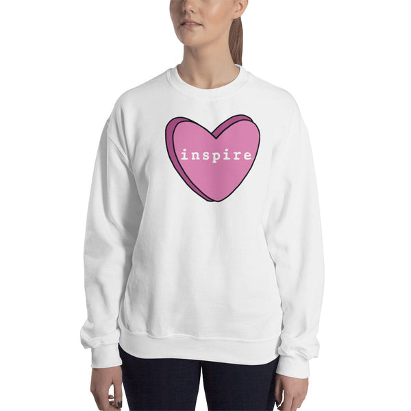 inspire Pink Candy Heart Unisex Crewneck