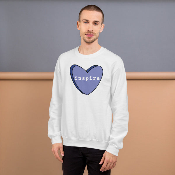 inspire Blue Candy Heart Unisex Crewneck