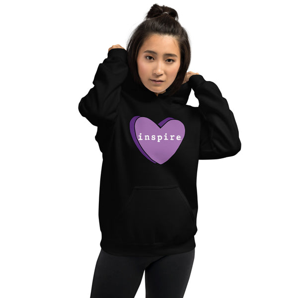inspire Purple Candy Heart Unisex Hoodie