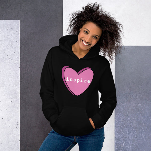 inspire Pink Candy Heart Unisex Hoodie