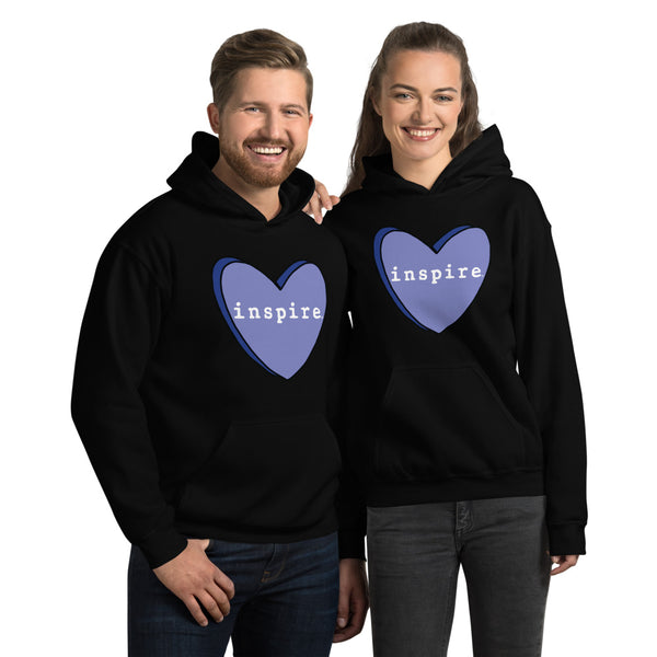 inspire Blue Candy Heart Unisex Hoodie