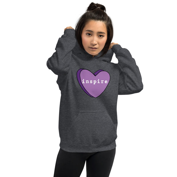 inspire Purple Candy Heart Unisex Hoodie