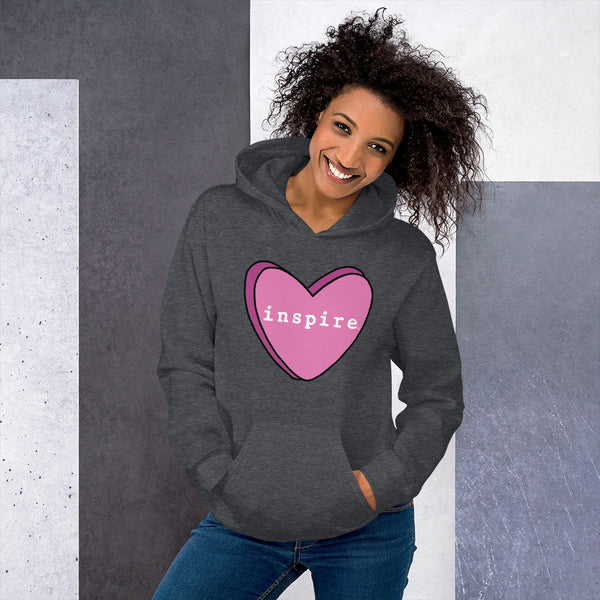 inspire Pink Candy Heart Unisex Hoodie