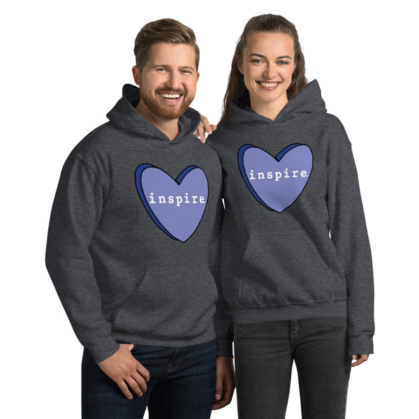inspire Blue Candy Heart Unisex Hoodie