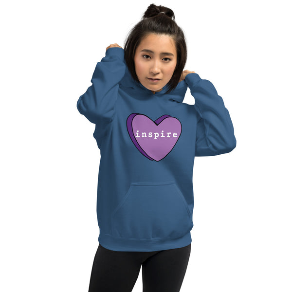 inspire Purple Candy Heart Unisex Hoodie