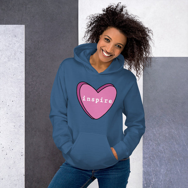 inspire Pink Candy Heart Unisex Hoodie