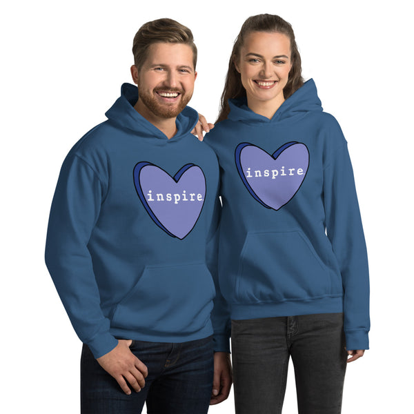 inspire Blue Candy Heart Unisex Hoodie