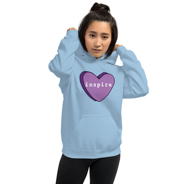 inspire Purple Candy Heart Unisex Hoodie