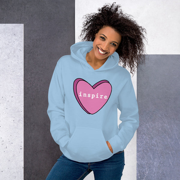inspire Pink Candy Heart Unisex Hoodie