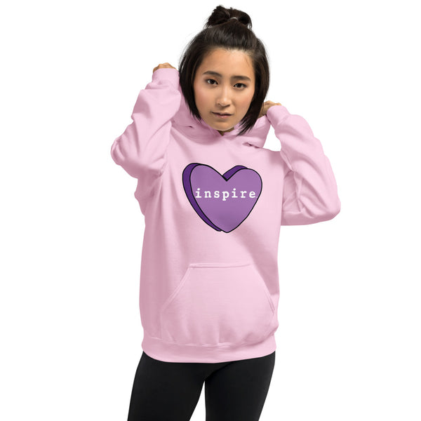 inspire Purple Candy Heart Unisex Hoodie