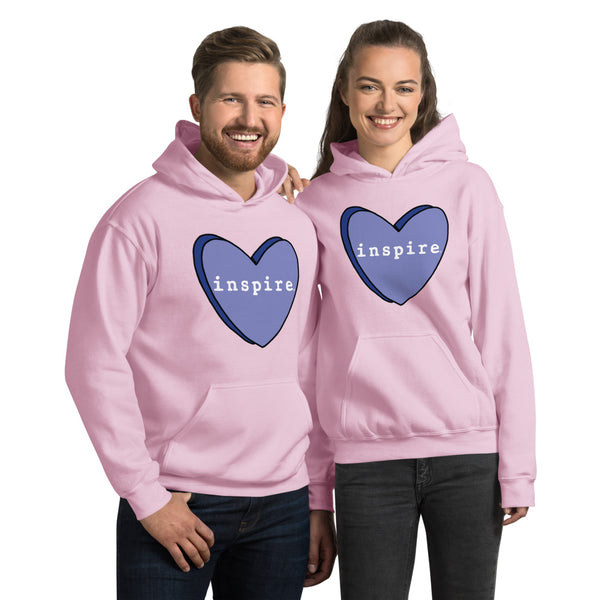inspire Blue Candy Heart Unisex Hoodie