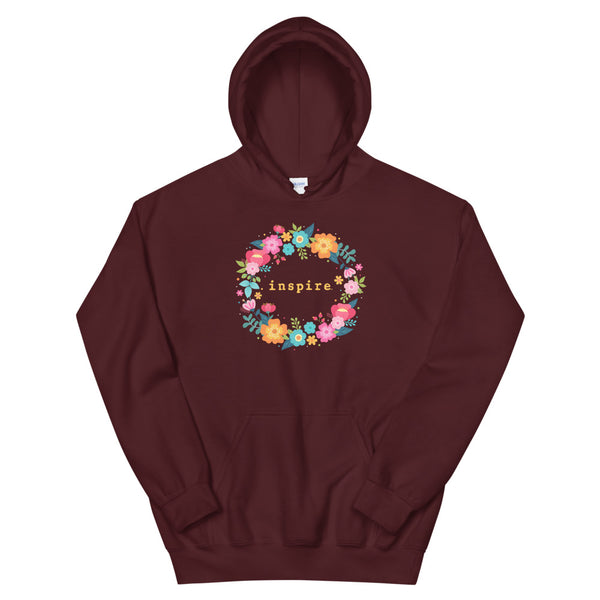 inspire Floral Wreath Unisex Hoodie
