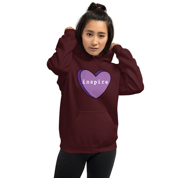 inspire Purple Candy Heart Unisex Hoodie