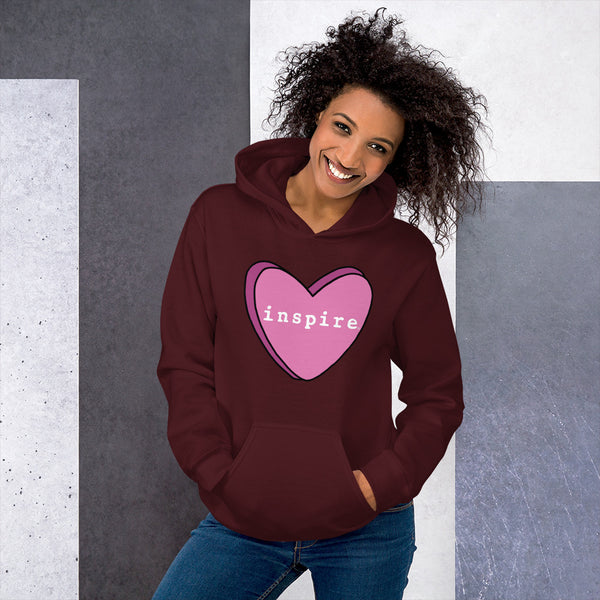 inspire Pink Candy Heart Unisex Hoodie