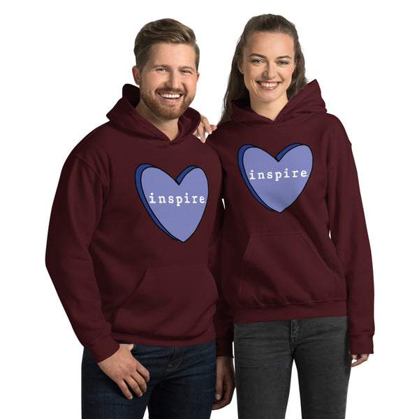 inspire Blue Candy Heart Unisex Hoodie