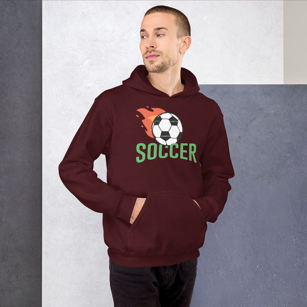 inspire Soccer Ball Flamin' Unisex Hoodie