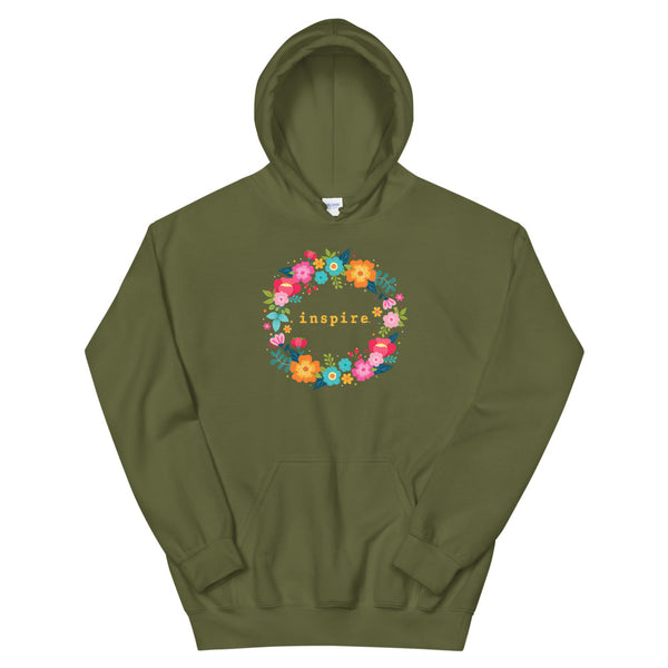 inspire Floral Wreath Unisex Hoodie