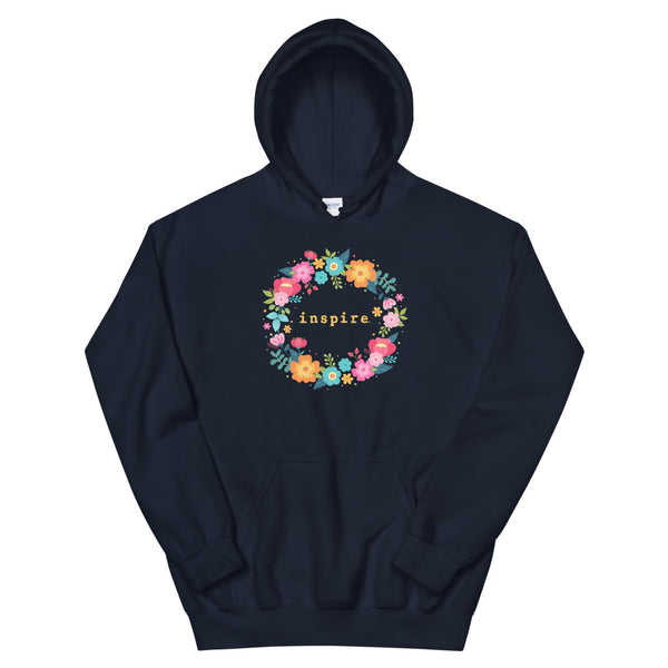 inspire Floral Wreath Unisex Hoodie