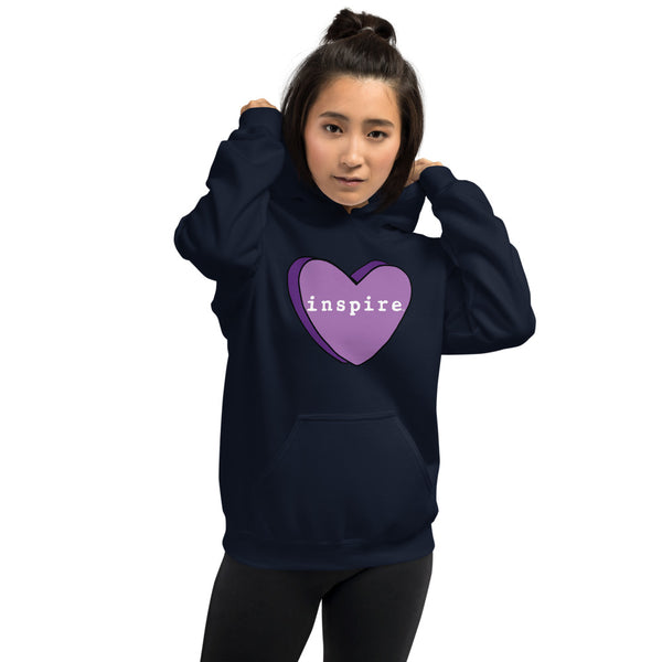 inspire Purple Candy Heart Unisex Hoodie